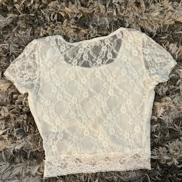 Garage White lace Y2K crop top XS - Picture 4 of 7